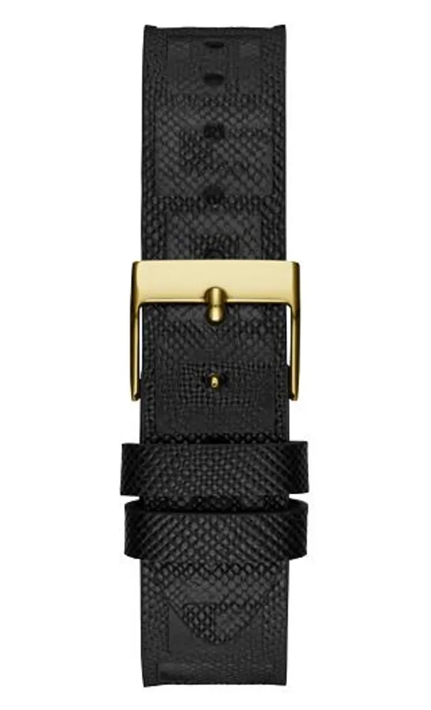 Guess Women's Black & Gold-Tone Logo Watch