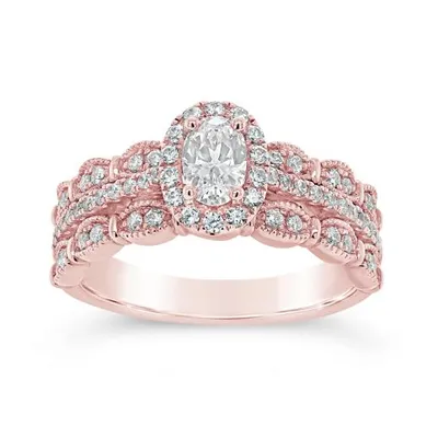 Diamond Revelations 14K Rose Gold 1.00CTW Oval Diamond Bridal Ring