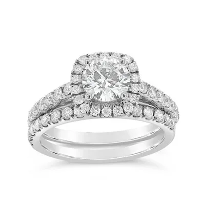 New Brilliance 14K White Gold Lab Grown 2.02CTW Diamond Bridal Set