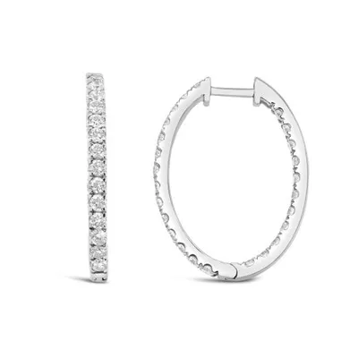 New Brilliance 14K White Gold Lab Grown 2.00CTW Diamond Hoop Earrings