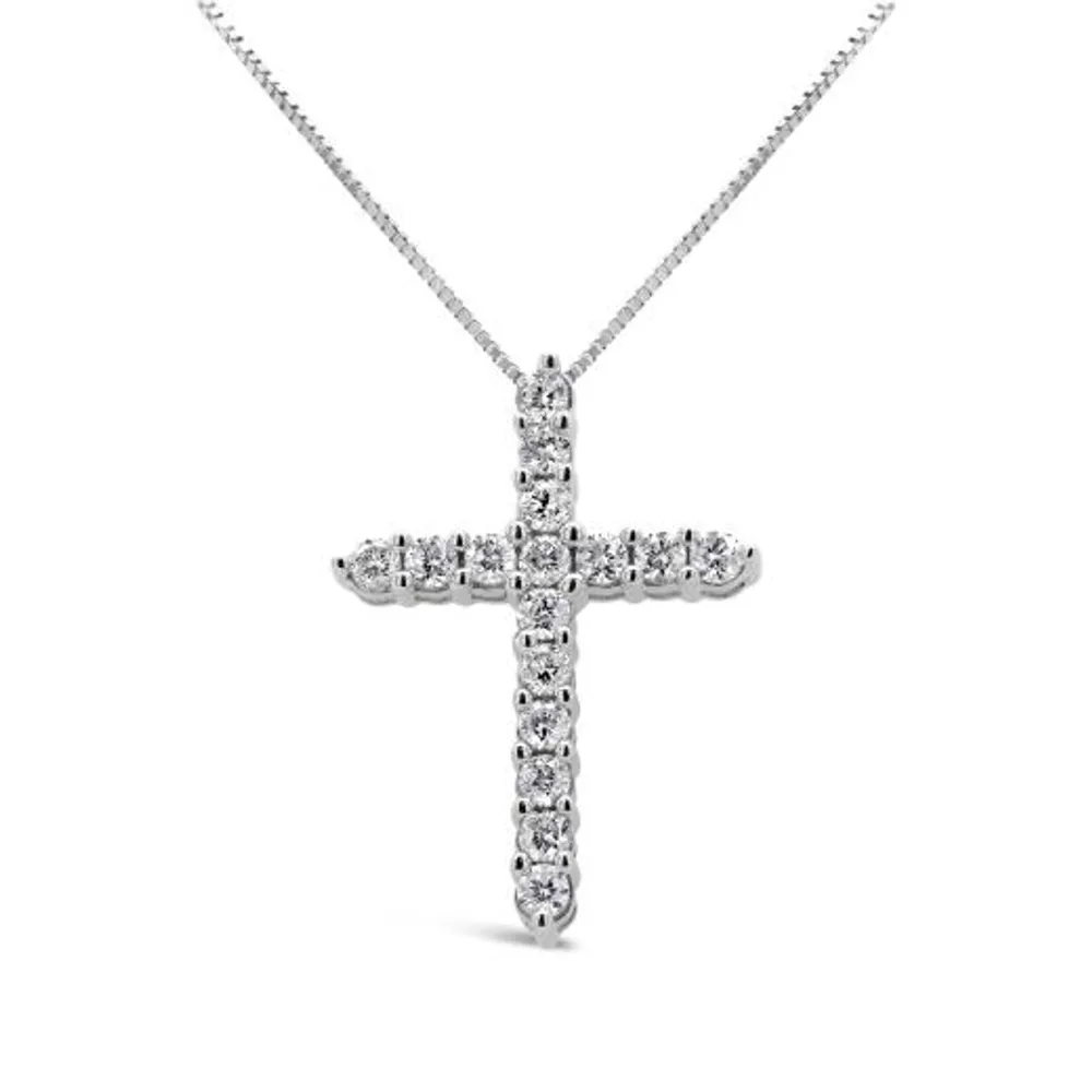 New Brilliance 14K White Gold Lab Grown 0.50CTW Diamond Cross Pendant