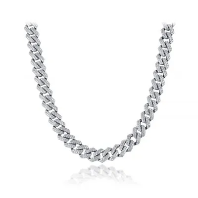 Sterling Silver Cubic Zirconia 20" Set Curb Chain