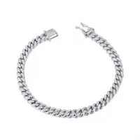 Sterling Silver Cubic Zirconia 8.5" Set Curb Bracelet