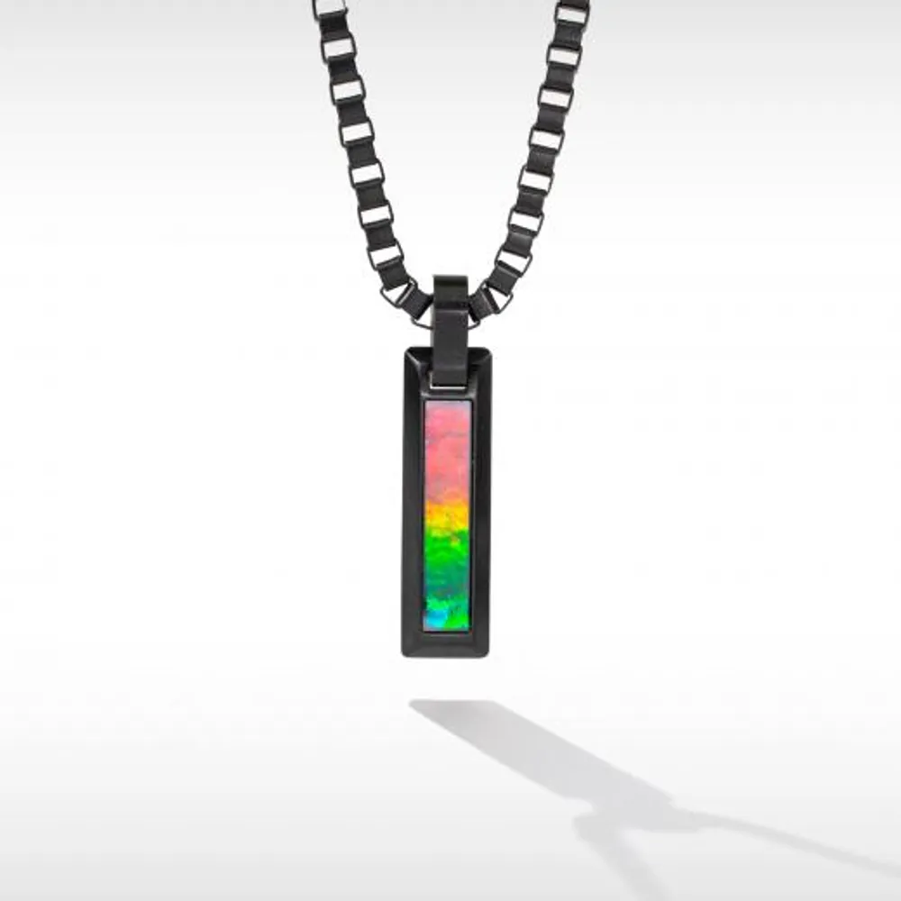 KORITE MIDNIGHT 22" Black Titanium Ammolite Pendant