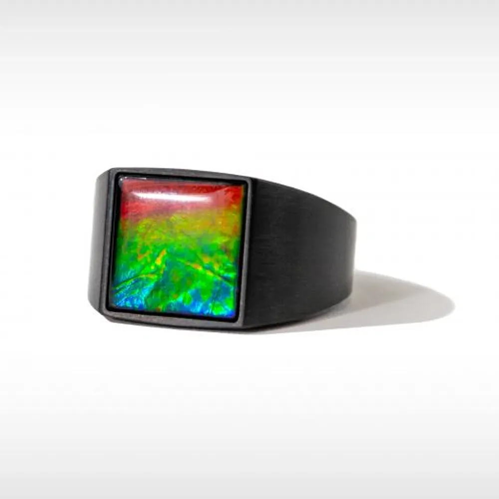 KORITE MIDNIGHT Black Titanium Ammolite Ring