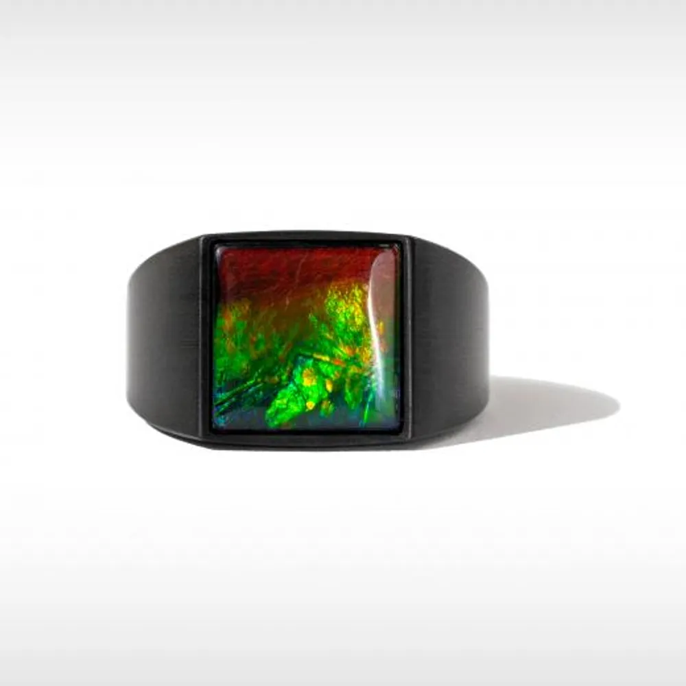 KORITE MIDNIGHT Black Titanium Ammolite Ring