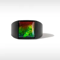 KORITE MIDNIGHT Black Titanium Ammolite Ring