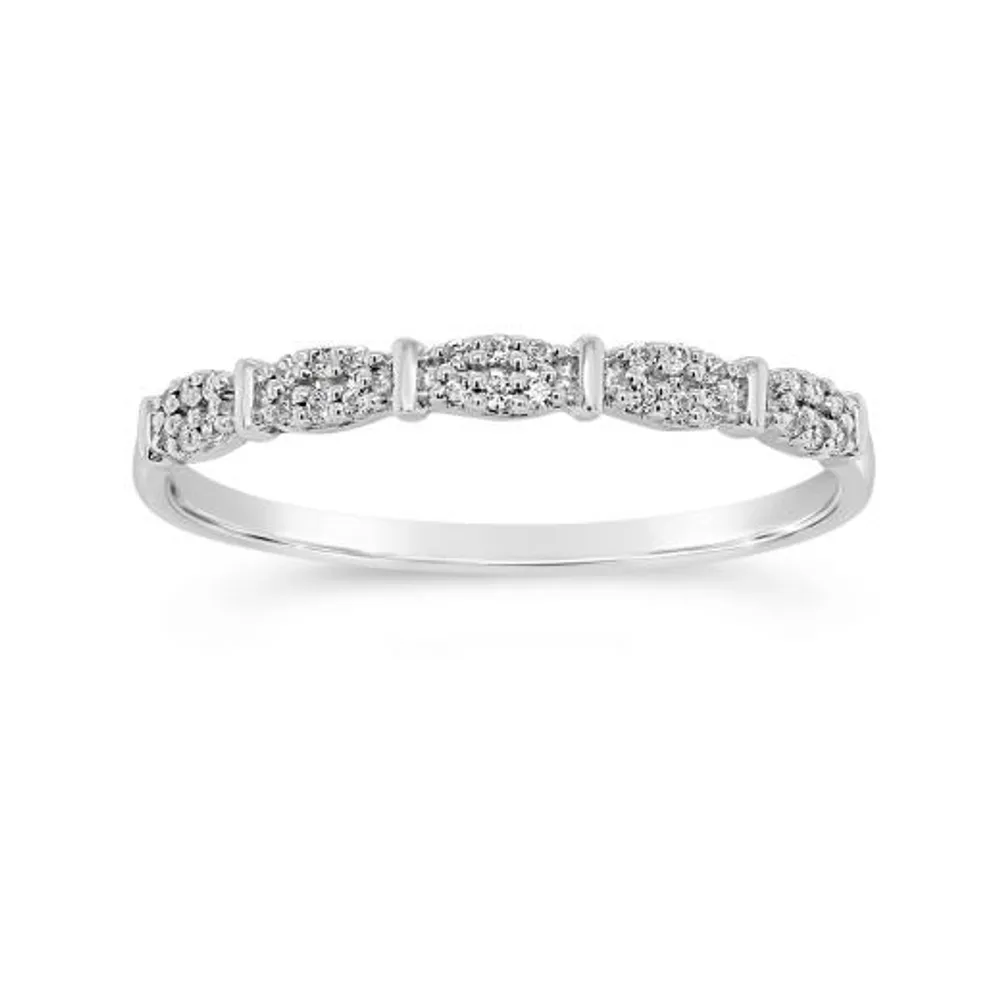 10K White Gold Diamond Stackable Ring