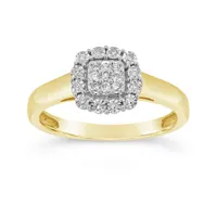 10K Yellow Gold 0.12CTW Diamond Halo Promise Ring