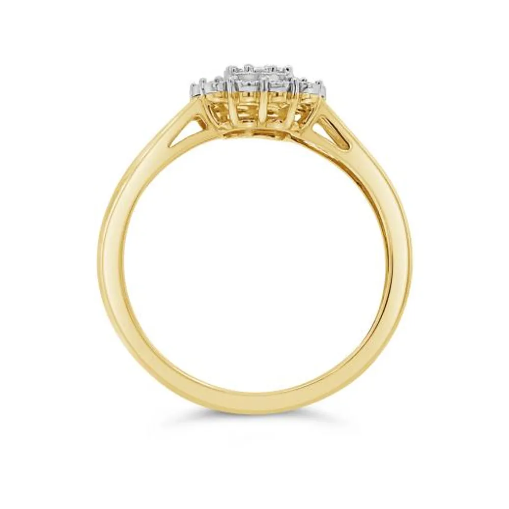 10K Yellow Gold 0.12CTW Diamond Halo Promise Ring