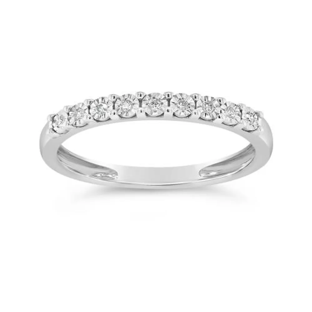 10K White Gold Diamond Stackable Band