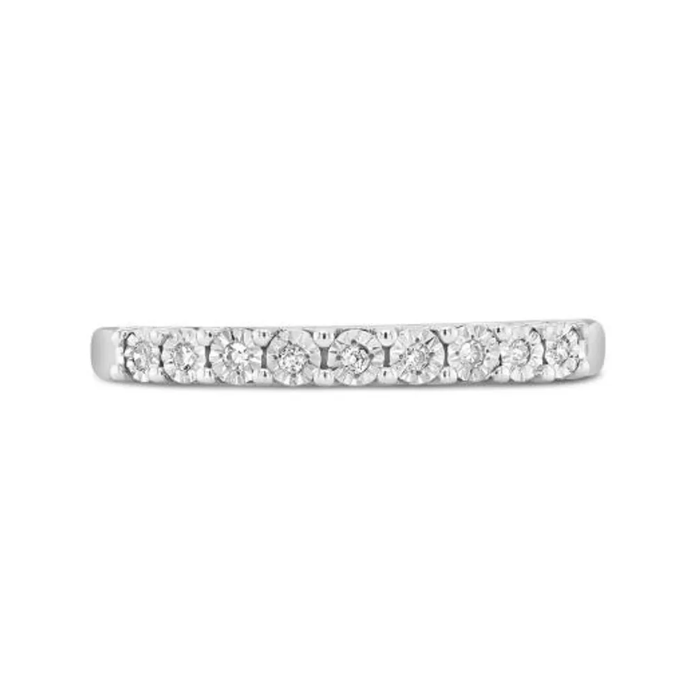 10K White Gold Diamond Stackable Band