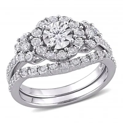 Julianna B Sterling Silver 0.50CTW Diamond Bridal Set