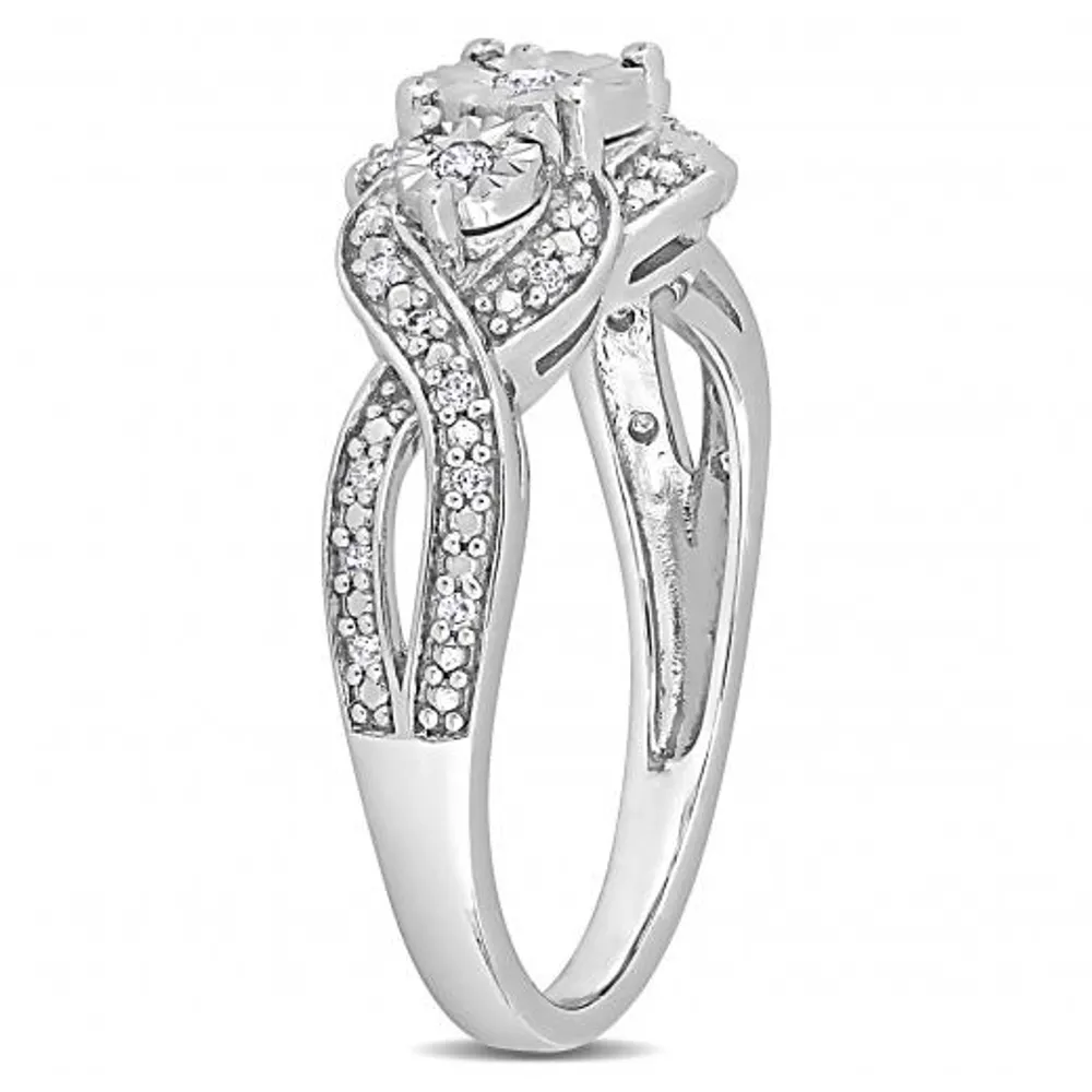 Julianna B Sterling Silver 0.19CTW Diamond Fashion Ring