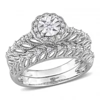 Julianna B Sterling Silver 0.24CTW Diamond Bridal Set