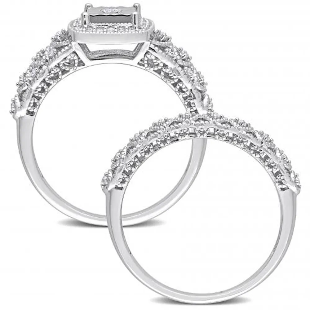 Julianna B Sterling Silver 0.28CTW Diamond Bridal Set