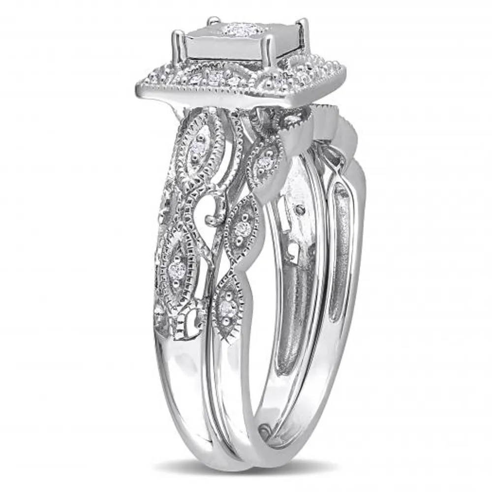 Julianna B Sterling Silver 0.20CTW Diamond Bridal Set