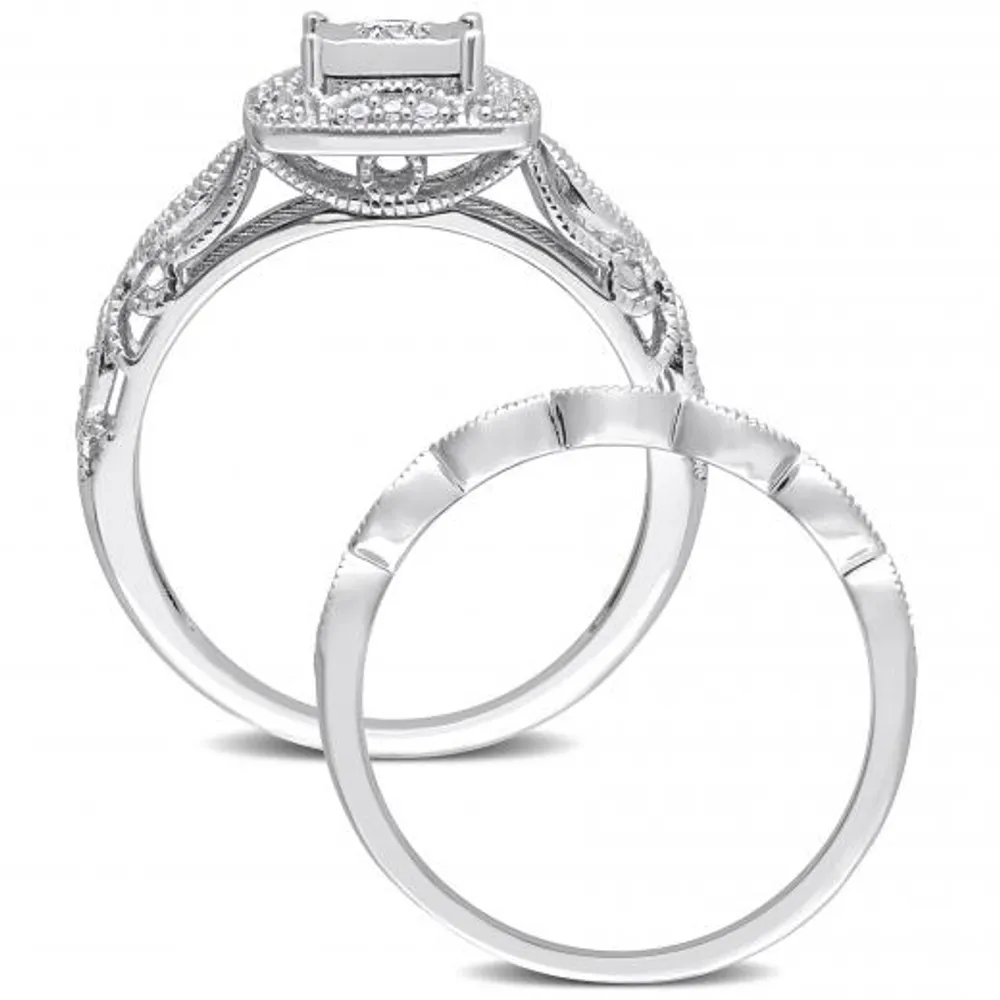 Julianna B Sterling Silver 0.20CTW Diamond Bridal Set