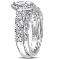 Julianna B Sterling Silver 0.22CTW Diamond Bridal Set