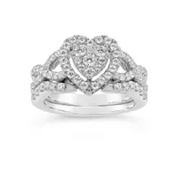 10K White Gold 1.00CTW Diamond Bridal Set