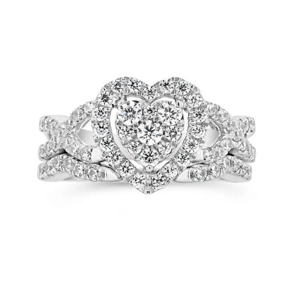 10K White Gold 1.00CTW Diamond Bridal Set