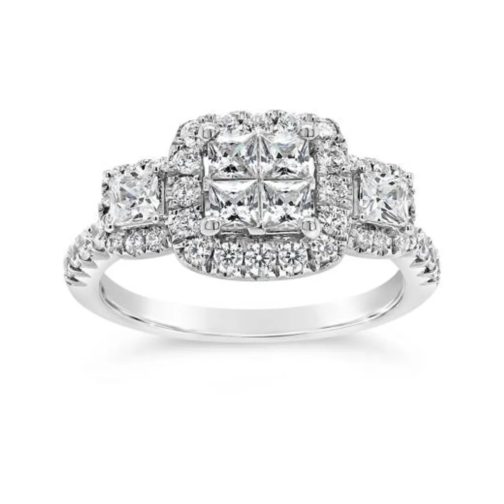 14K White Gold 1.50CTW Diamond Princessa Bridal Ring