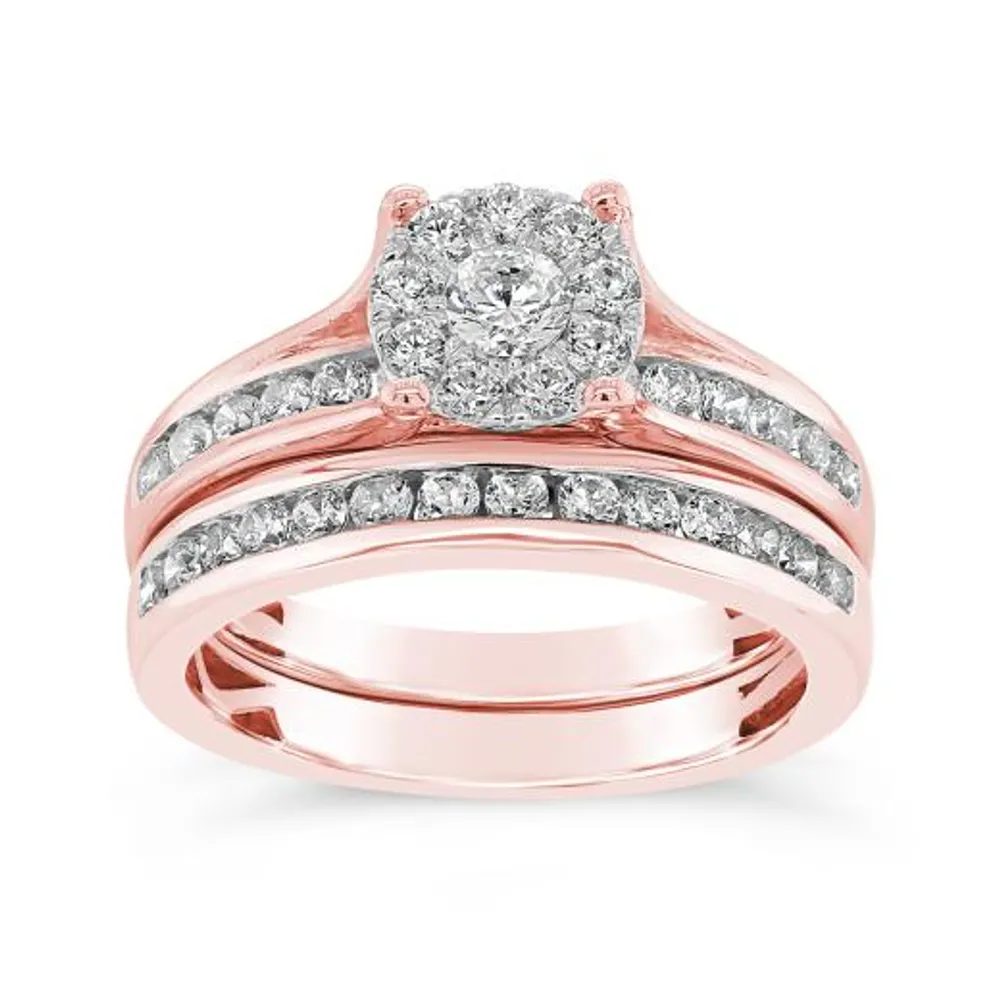 10K Rose Gold 1.00CTW Diamond Bridal Set