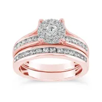 10K Rose Gold 1.00CTW Diamond Bridal Set