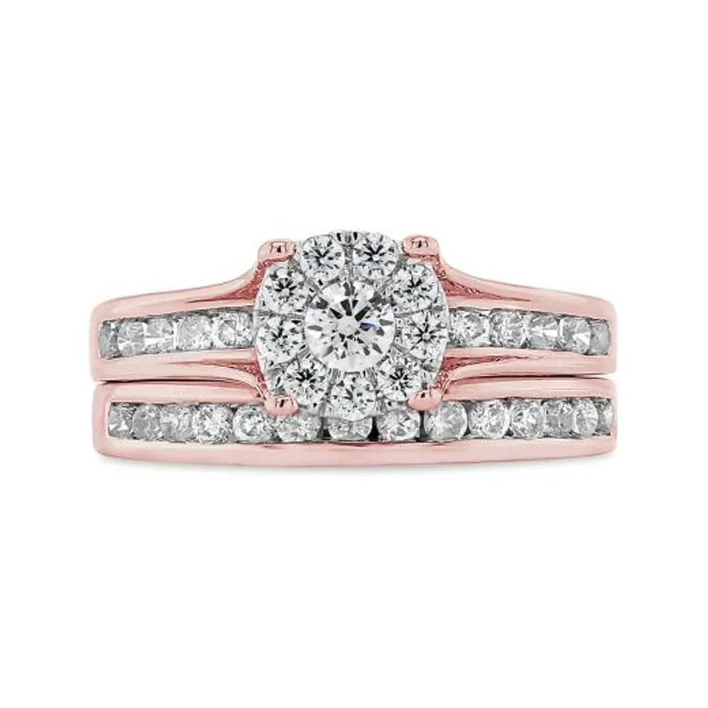 10K Rose Gold 1.00CTW Diamond Bridal Set