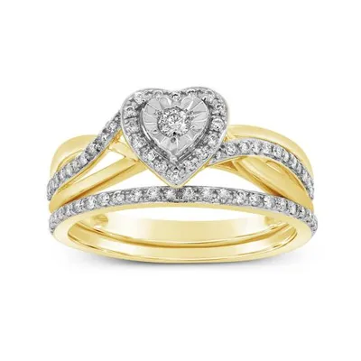 10K Yellow Gold 0.30CTW Diamond Bridal Set