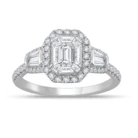 14K White Gold 1.01CTW Emerald Cut Diamond Bridal Ring