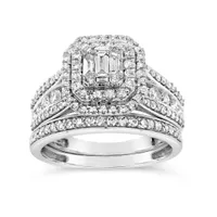 10K White Gold 1.25CTW Diamond Bridal Set