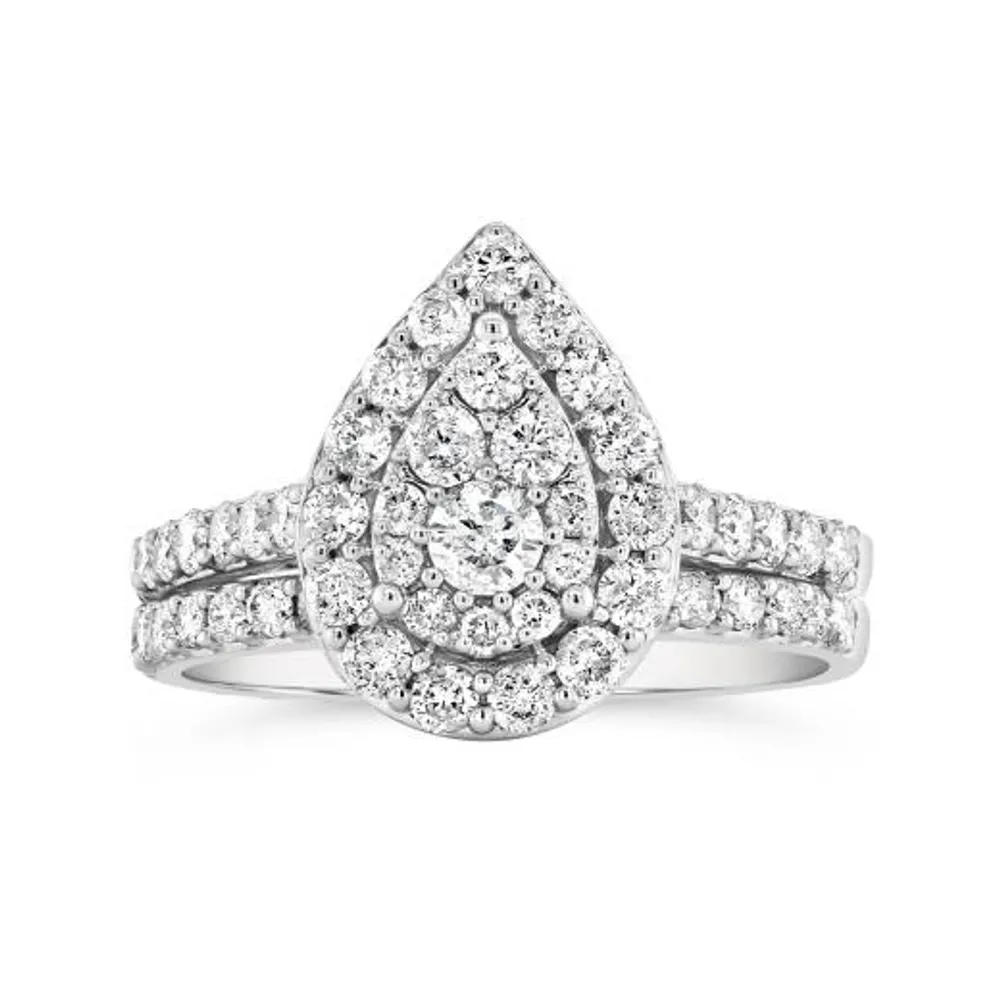 10K White Gold 1.25CTW Diamond Bridal Set