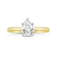 14K Yellow Gold Lab Grown 1.00CT Pear Shaped Diamond Solitaire Ring