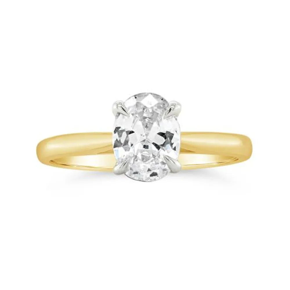 14K Yellow Gold Lab Grown 1.00CT Oval Shaped Diamond Solitaire Ring