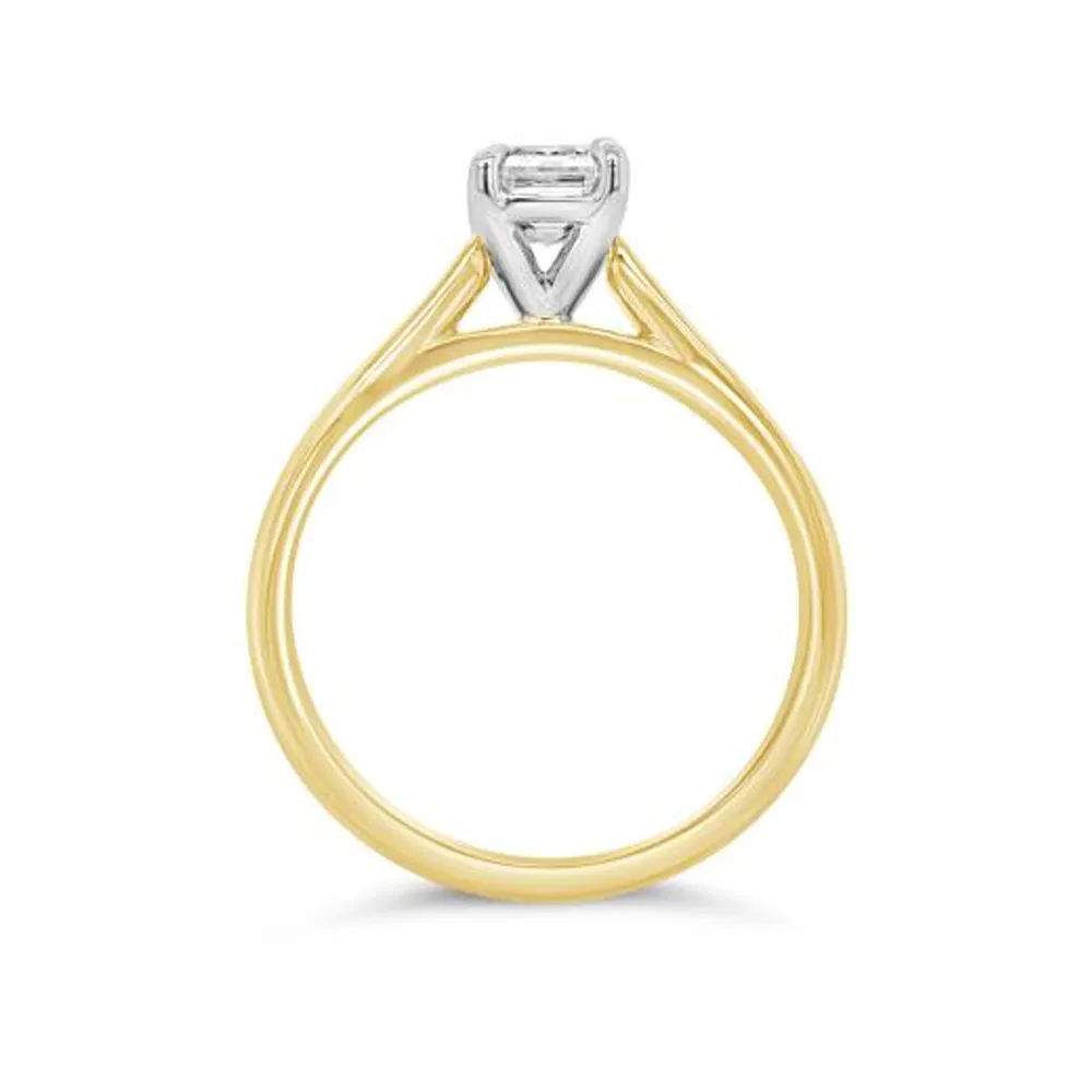 14K Yellow Gold Lab Grown 1.00CT Emerald Shaped Diamond Solitaire Ring