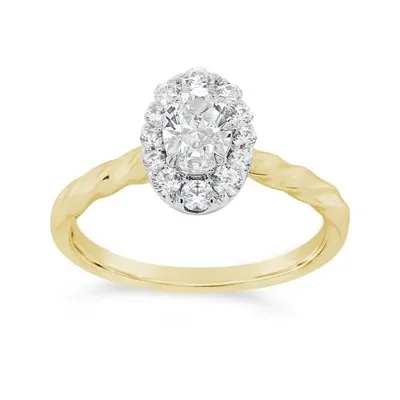 Glacier Fire 14K Yellow Gold Canadian 0.79CTW Oval Diamond Halo Ring