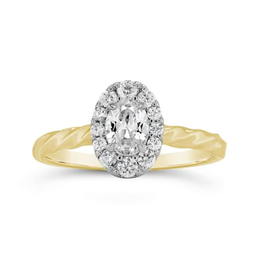 Glacier Fire 14K Yellow Gold Canadian 0.79CTW Oval Diamond Halo Ring