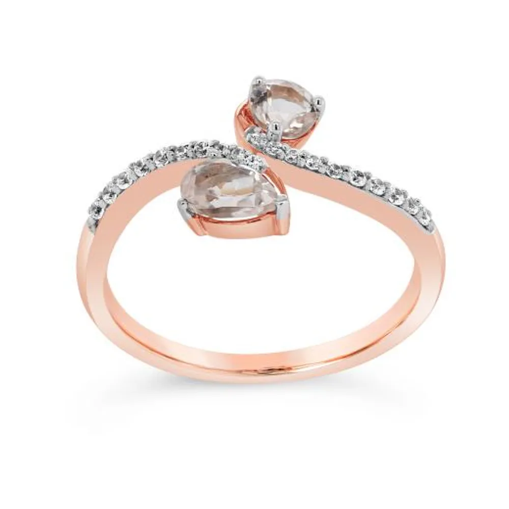 10K Rose Gold Morganite and Diamond Fashion Ring