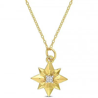 Julianna B Yellow Plated Sterling Silver Diamond Star Pendant