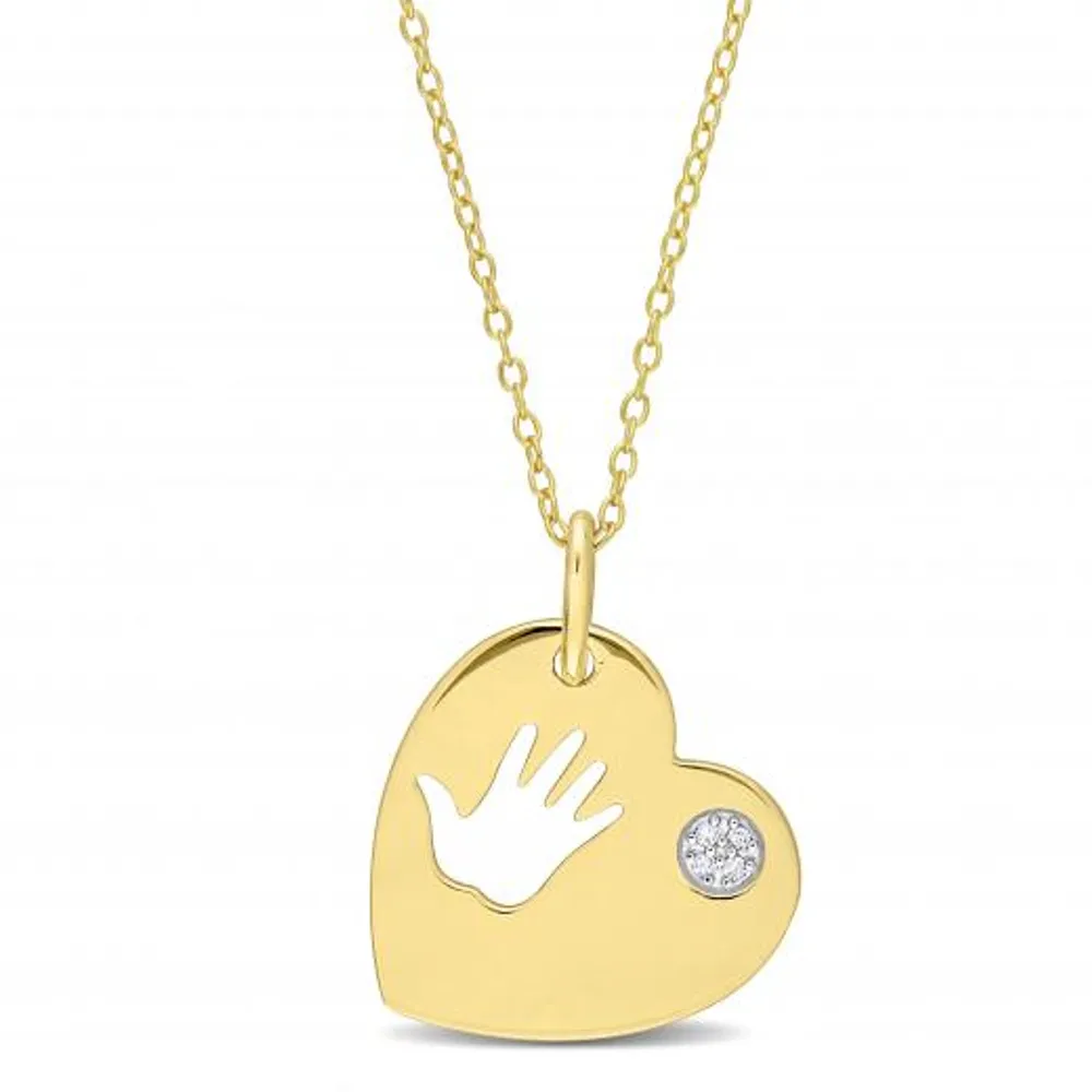 Julianna B Yellow Plated Sterling Silver Diamond Heart Pendant