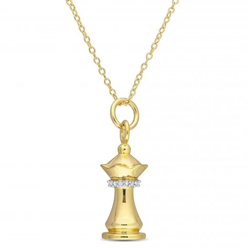 Julianna B Yellow Plated Sterling Silver Diamond Chess Piece Pendant