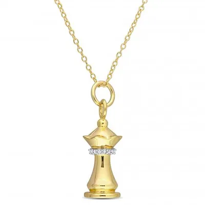 Julianna B Yellow Plated Sterling Silver Diamond Chess Piece Pendant