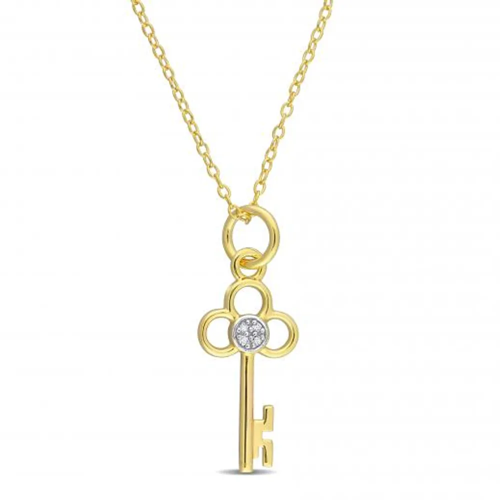 Julianna B Yellow Plated Sterling Silver Diamond Key Pendant