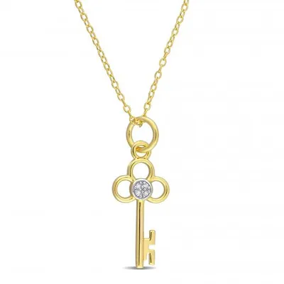 Julianna B Yellow Plated Sterling Silver Diamond Key Pendant