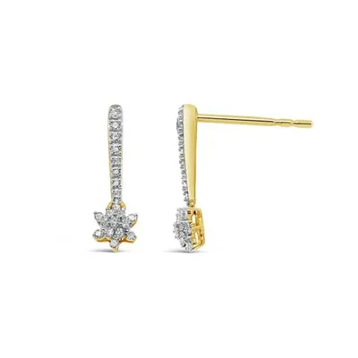 10K Yellow Gold 0.10CTW Diamond Snowflake Earrings