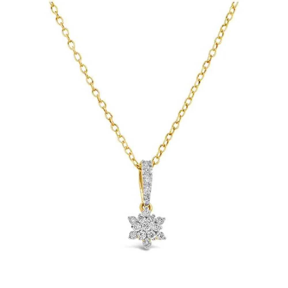 10K Yellow Gold 0.10CTW Diamond Snowflake Pendant