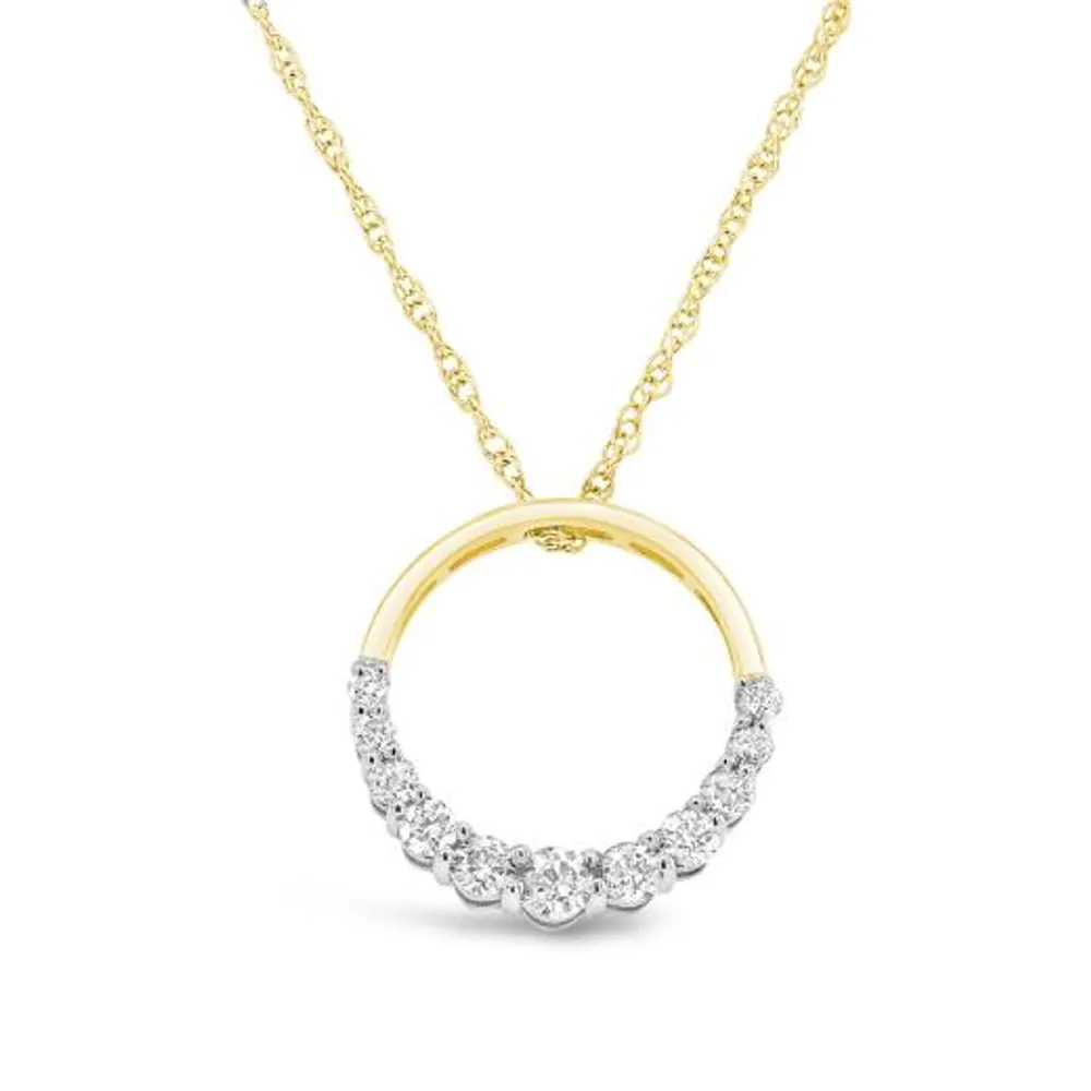 Bella Moda 10K Yellow Gold 0.40CTW Diamond Circle Pendant