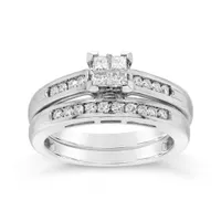 14K White Gold 0.50CTW Diamond Princessa Bridal Set