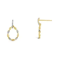 10K Yellow Gold Diamond Oval Shaped Earrings